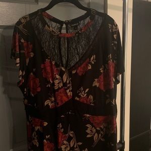 Torrid black and red floral top